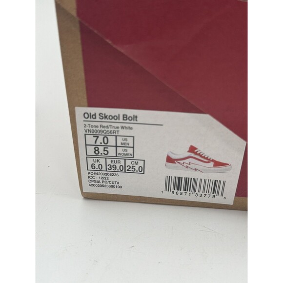 Vans Old Skool Bolt Shoes-Two Tone Red White-size 7 men’s, 8.5 women’s-NEW!! main image 6